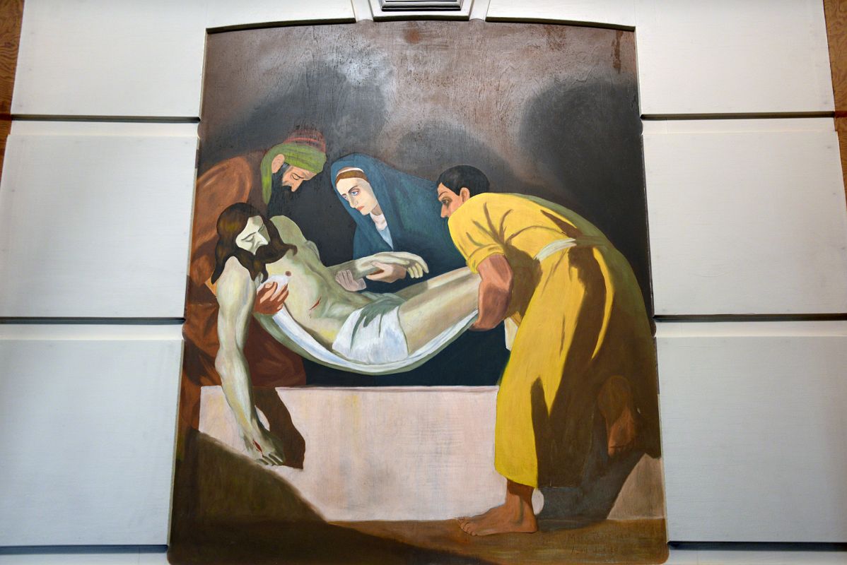 05G Painting Of Christ Being Taken Down From the Cross By Mona Thrasher Inside Our Lady Of Victory Igloo Church In Inuvik Northwest Territories